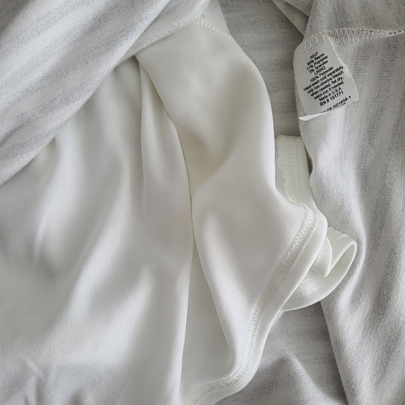 NWT Soft Flowy Dress Preppy Comfy Sz Large Striped Spring Cutout Cream Summer - Picture 9 of 10